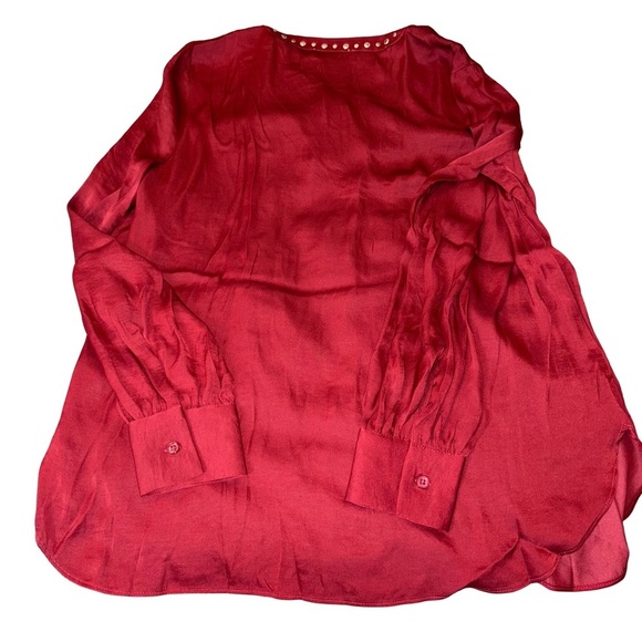 Carmen Marc Valvo Red Embellished Relaxed Blouse - Picture 7 of 7